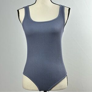 Love Charm ribbed tank body suit in slate blue - size medium